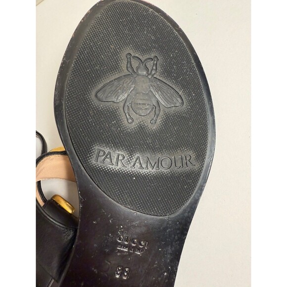 Gucci Marmont GG Thong Sandals in Black Leather Flats  EU 38 US 8 Authenticated - Picture 10 of 13